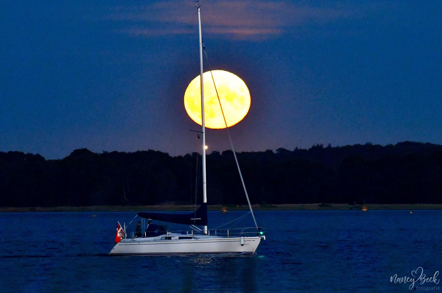 Müritz Mond mit Segelboot #1